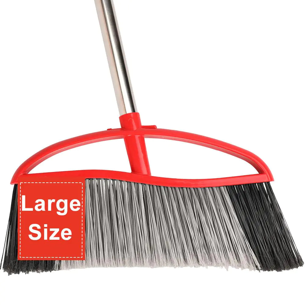 Outdoor 15.7 Inch Wide Soft Bristled Heavy Duty Broom with Long Handle
