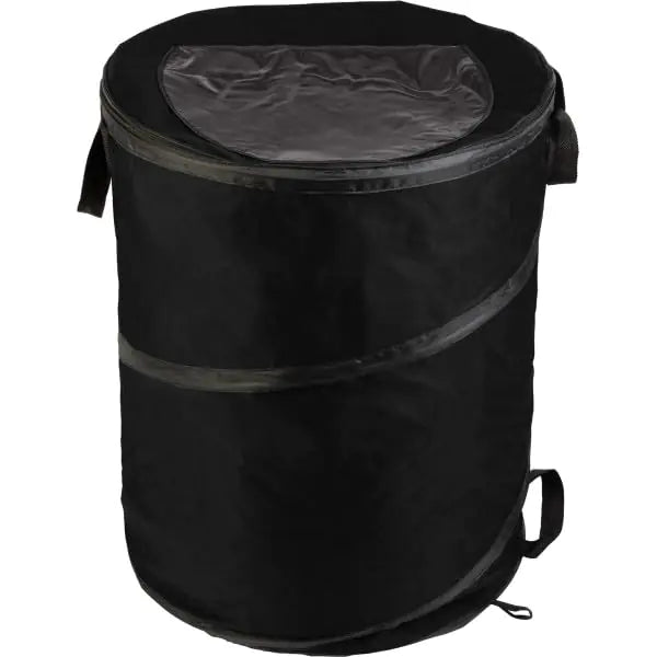 Wakeman Collapsible Black Trash Can - 46-Gallon Garbage Can Outdoor Bin with 3 Stakes