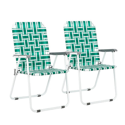 Patio and Lawn Webbed Folding Chairs - Set of 2