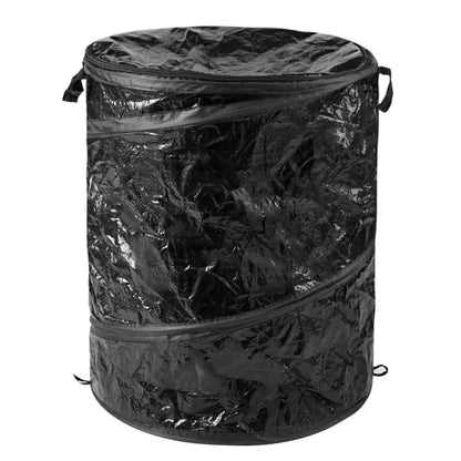 Wakeman Collapsible Black Trash Can - 46-Gallon Garbage Can Outdoor Bin with 3 Stakes