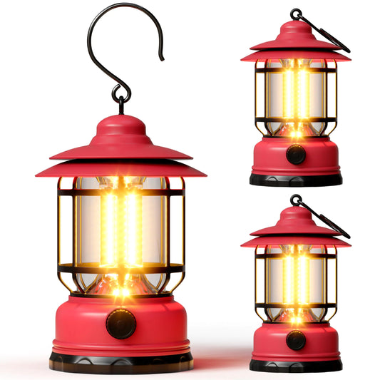 3 Pack Battery Powered LED Red Camping Lanterns
