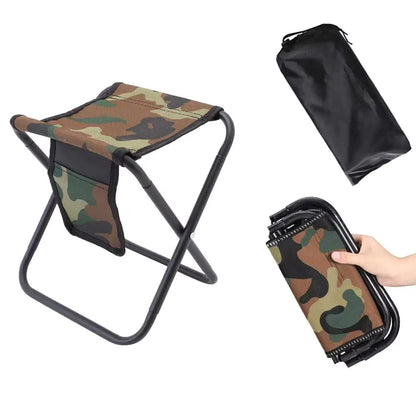 Mini Portable Folding Stool with Carry Bag -- Holds Up to 450lbs. Camouflage Color