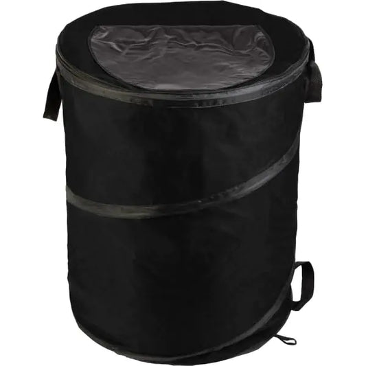 Wakeman Collapsible Black Trash Can - 46-Gallon Garbage Can Outdoor Bin with 3 Stakes