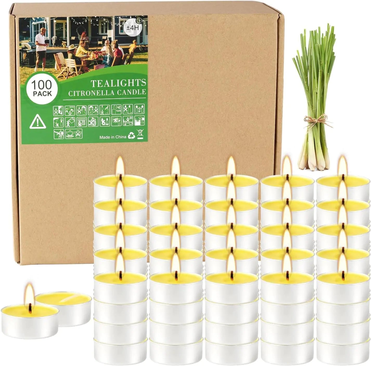 4-Hour 100 Pack Citronella Tealight Candles