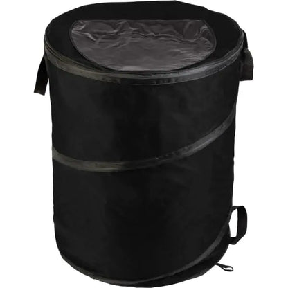 Wakeman Collapsible Black Trash Can - 46-Gallon Garbage Can Outdoor Bin with 3 Stakes