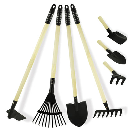 Kids Garden Tools - Rake and Shovel Set - 7 Piece Gardening Tools for Yard, Beach, and Camping